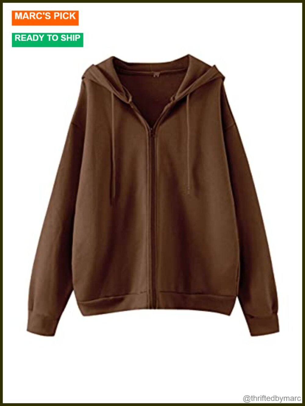 Vintage Zip Up Hoodie Oversized Fleece Lined Cotton Blend with Pockets